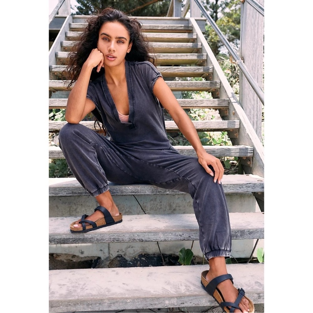 Free People Hot Shot V Neck Onesie Jumpsuit FP